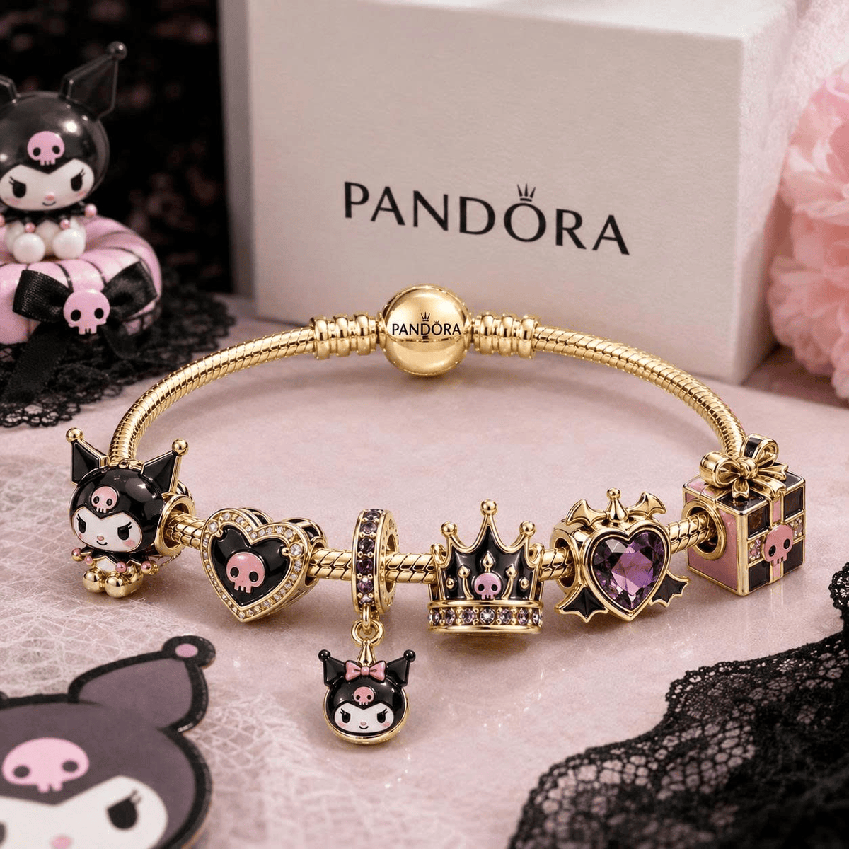KRM Gold Charm Bracelet Set VTH