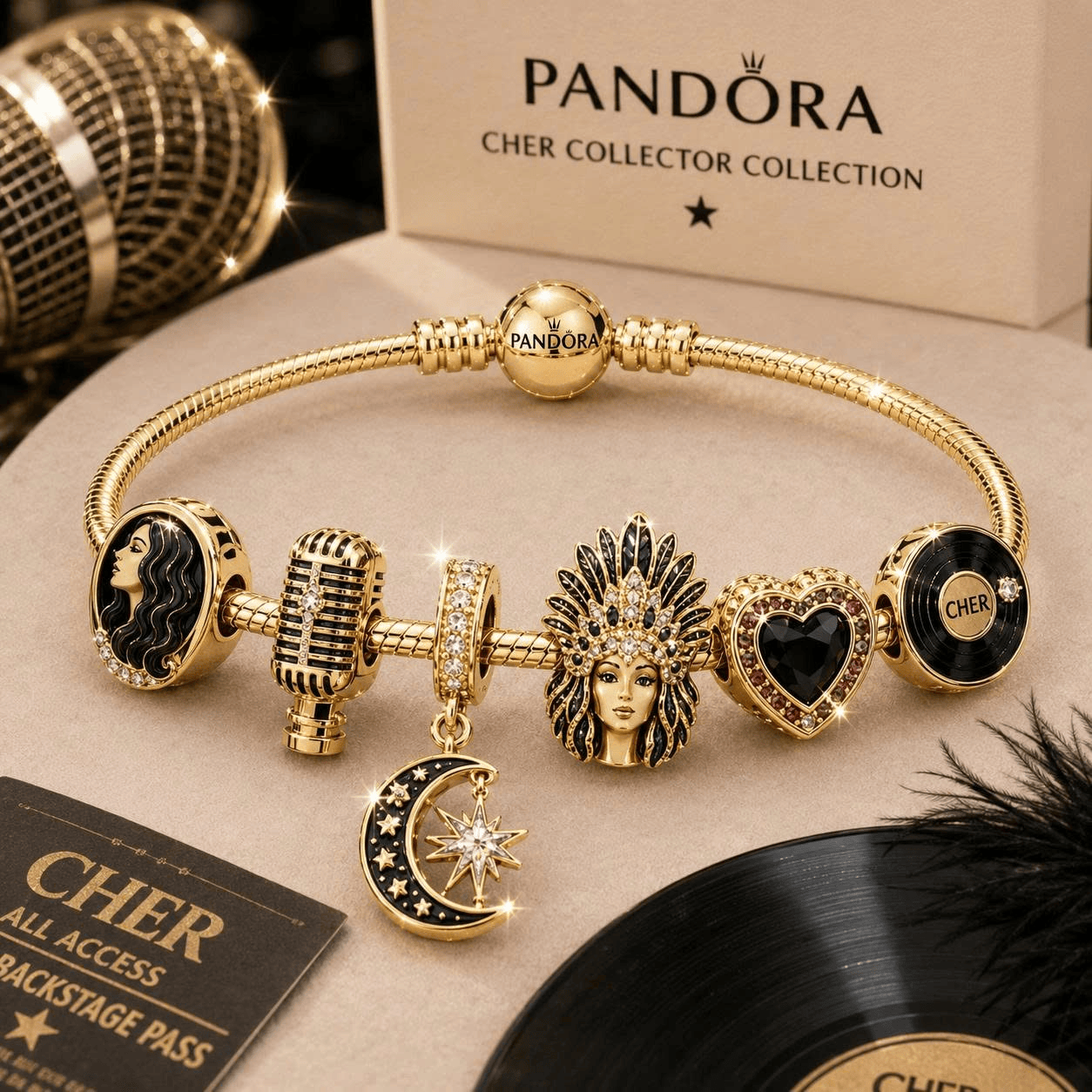 CHER Gold Charm Bracelet Set VTH