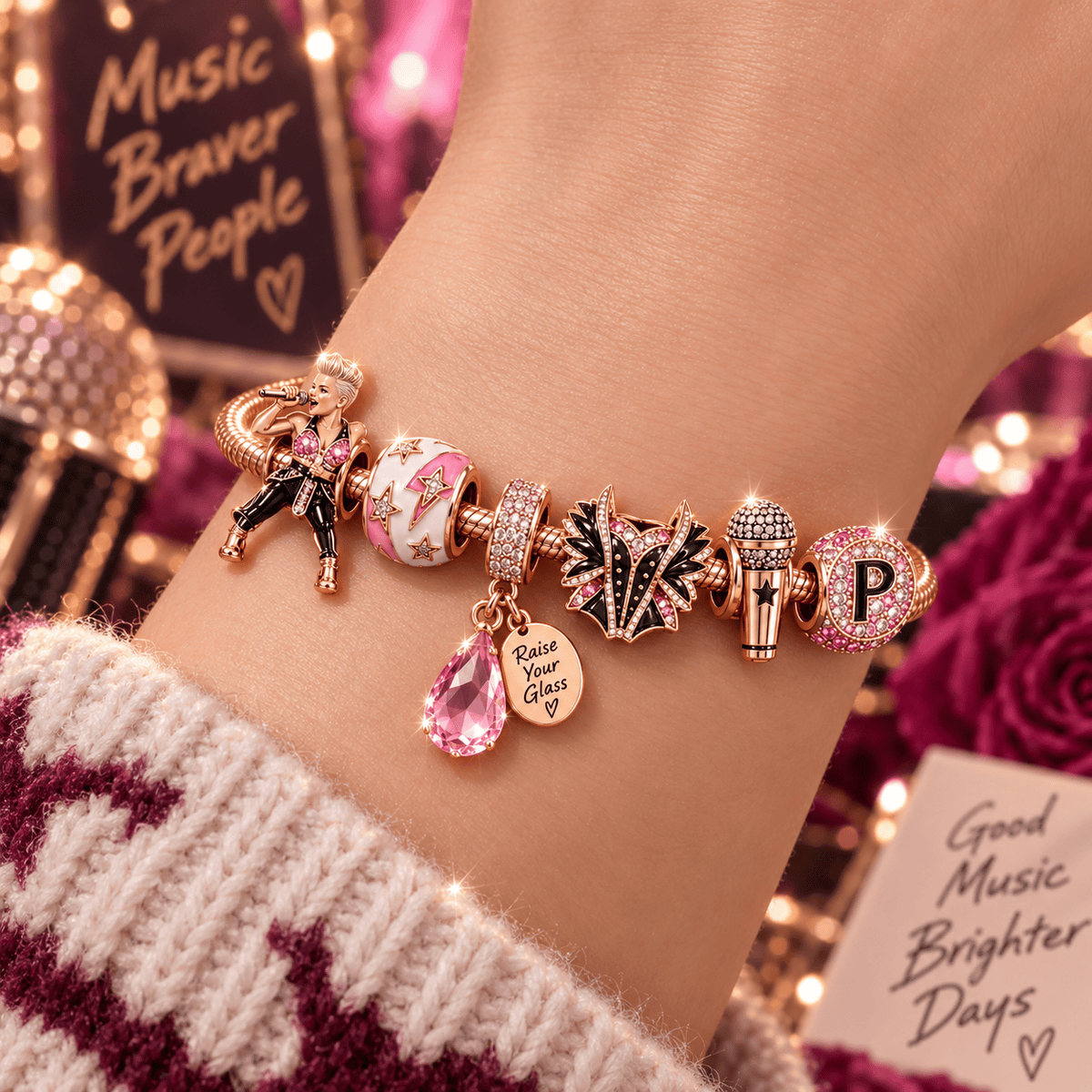 PNKN Gold Charm Bracelet Set PNPA