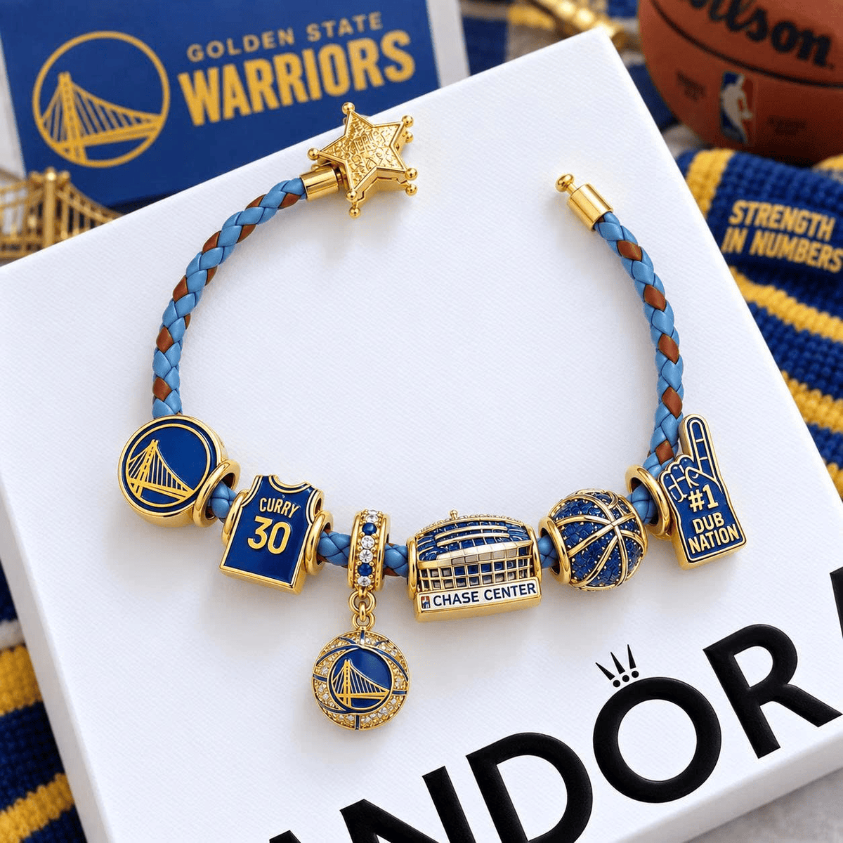 GSW Braided Leather Charm Bracelet Set VTH