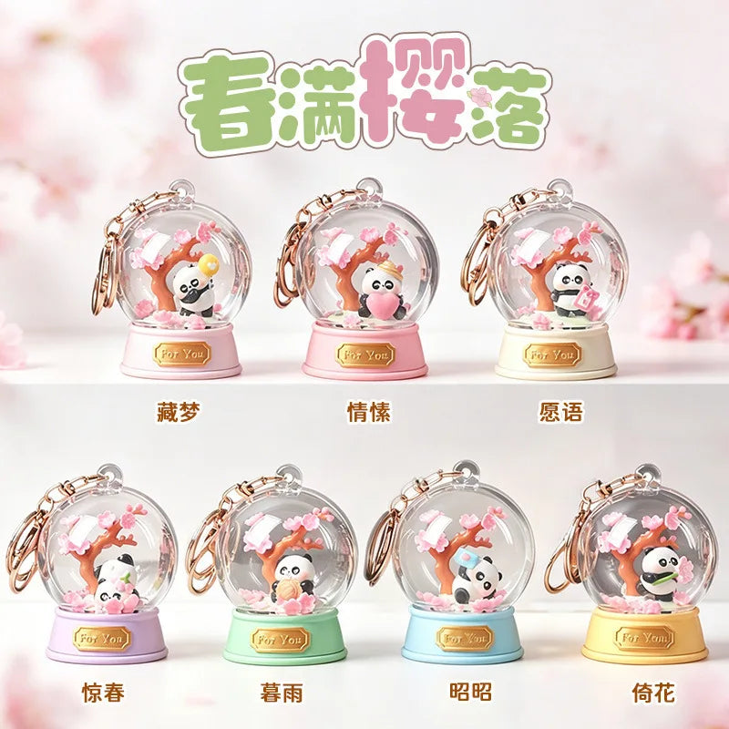 Spring Paradise Carousel Blind Box Crystal Ball Mini Figurine Key Chain Desktop Ornament Tabletop Decoration Birthday Gift