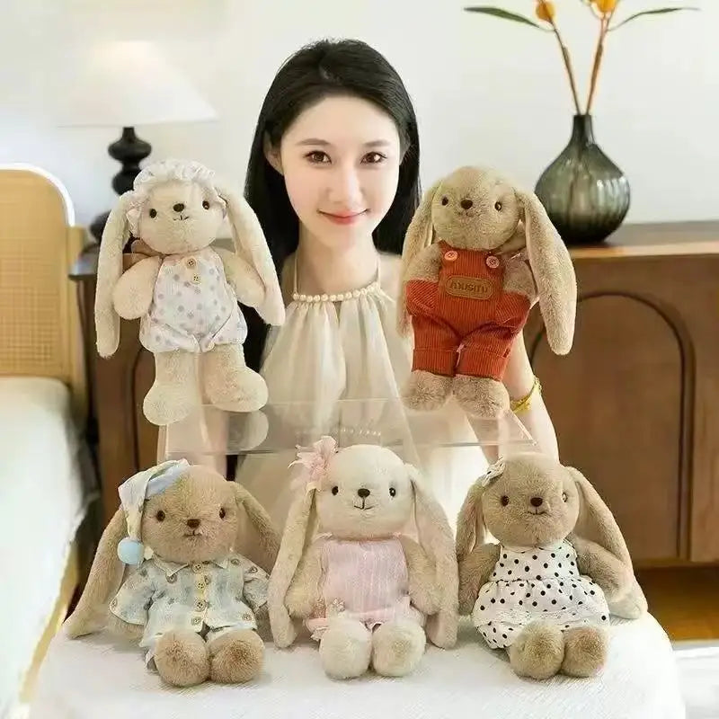 27CM 6 Assorted Styles Cute Dress Bunny Plush Toys Stuffed Animal Rabbit Soft Cartoon Hugging Sleep Appease Doll Girl Kids Gifts